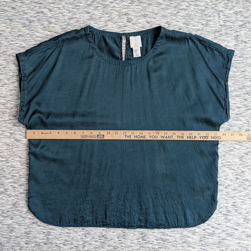 Deep Teal Silk Women's Top Buttery Soft Sz XL - Picture 3 of 11